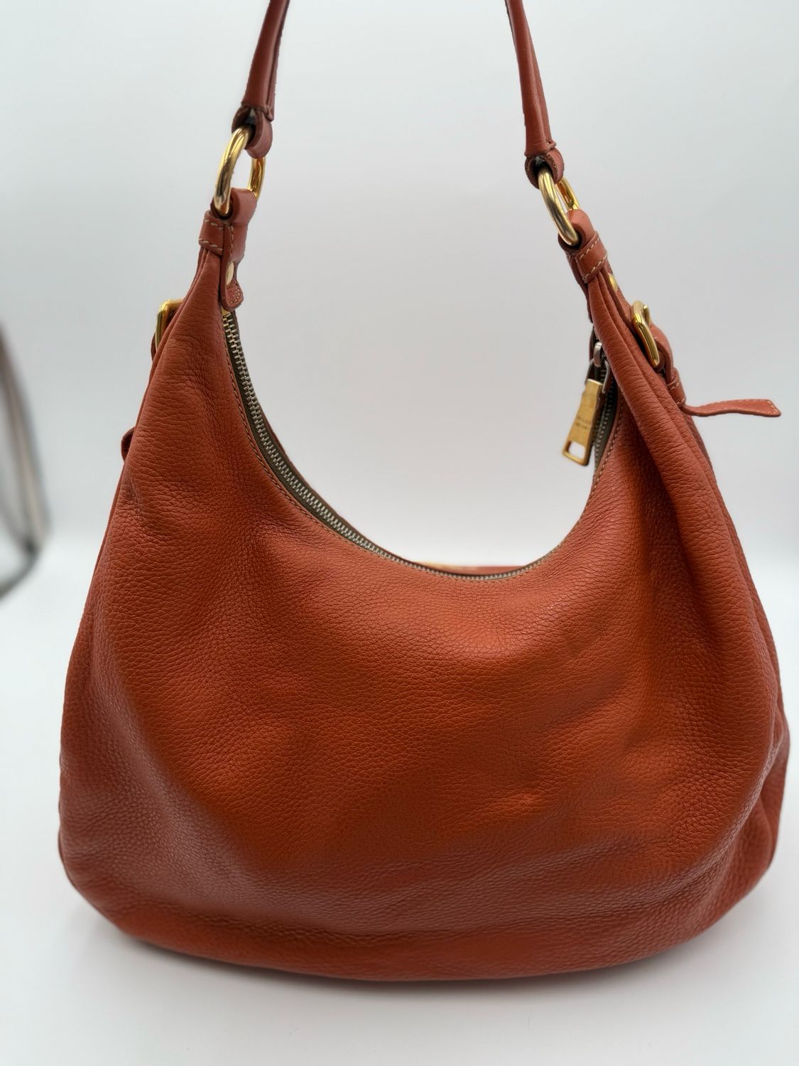 Prada Vitello Daino Hobo Shoulder Bag Coral