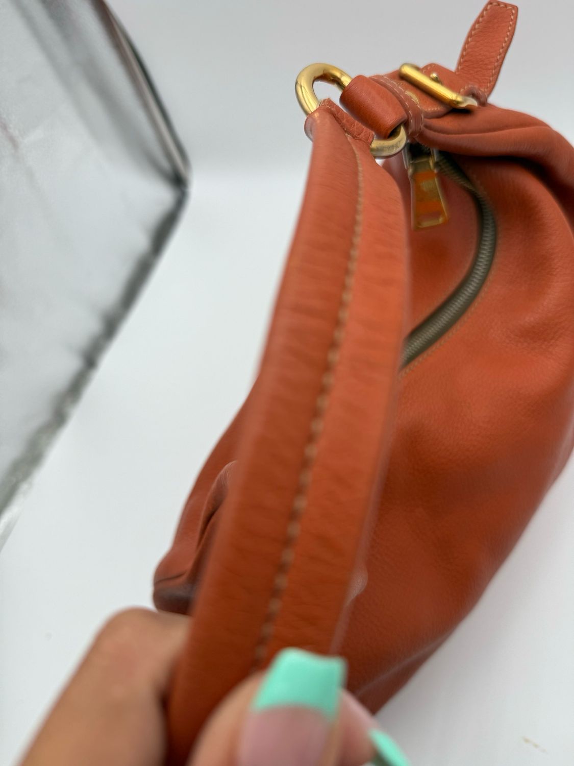 Prada Vitello Daino Hobo Shoulder Bag Coral