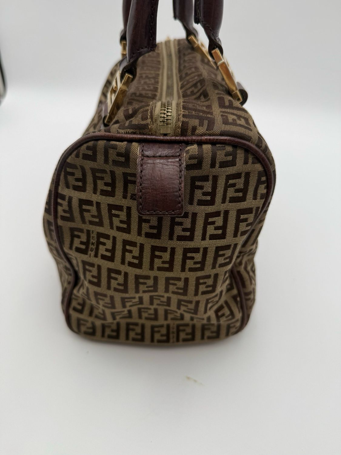 Fendi Zucchino Vitello Boston Small Satchel Bowler
