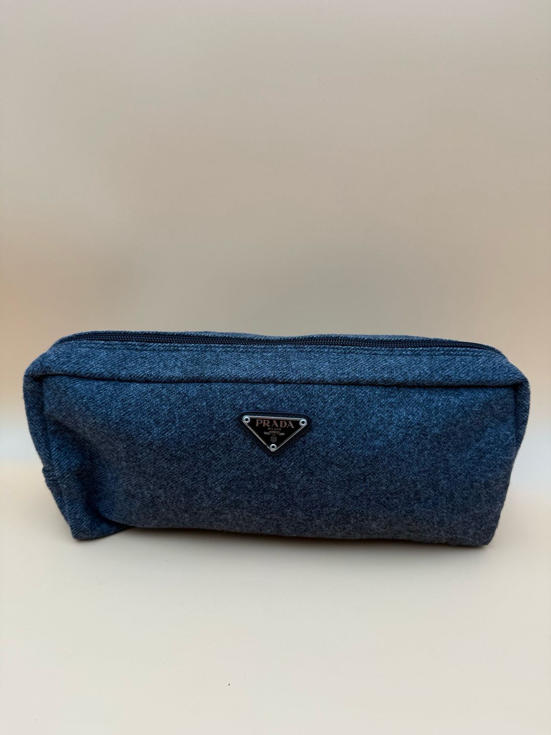 Prada Wool Zipper Toiletry Clutch 