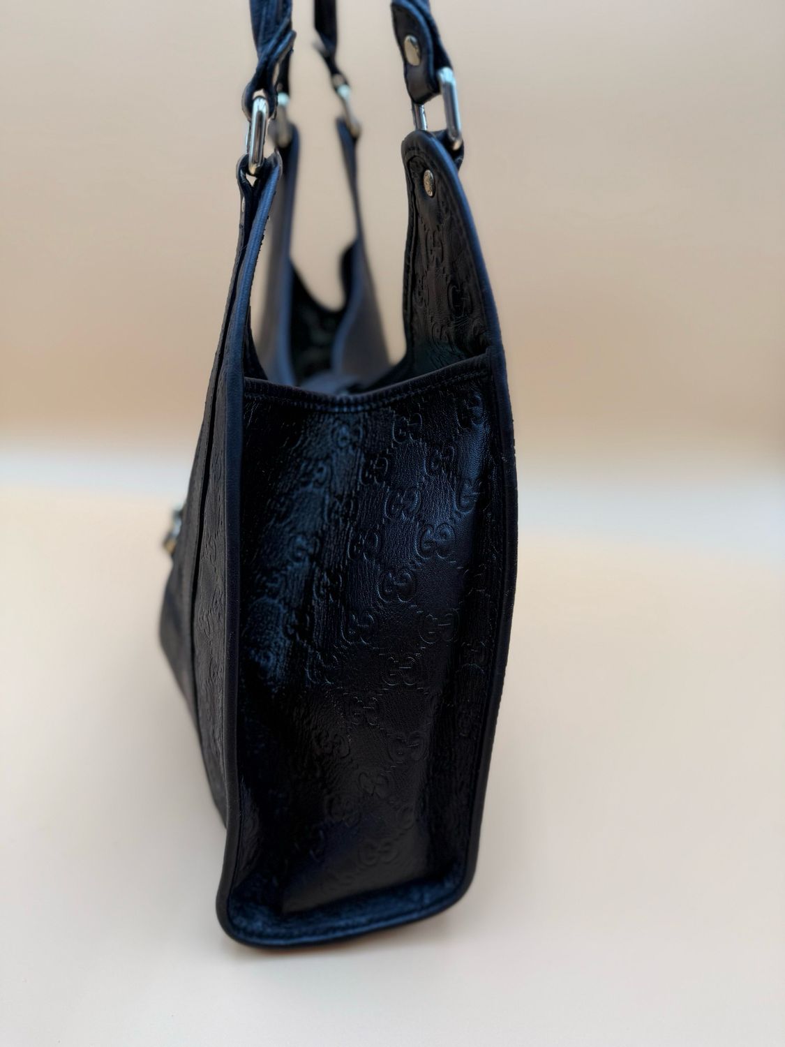 Gucci Monogram Leather Jackie Bardot Tote
