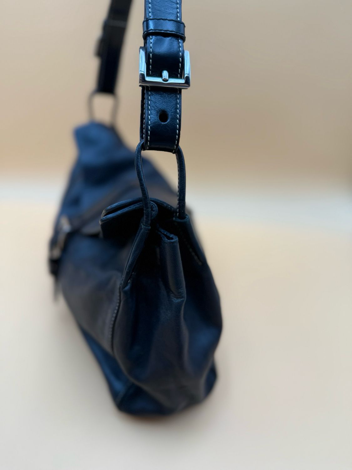 Prada Soft Leather Hobo Vintage Shoulder Bag