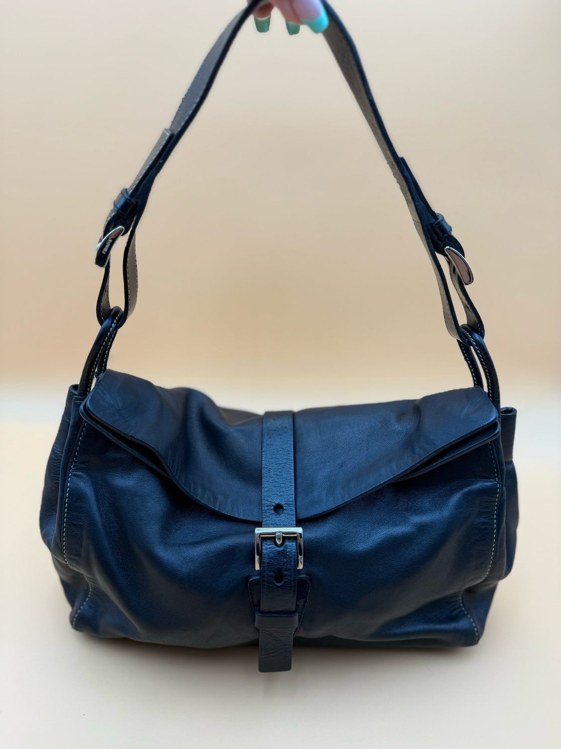 Prada Soft Leather Hobo Vintage Shoulder Bag