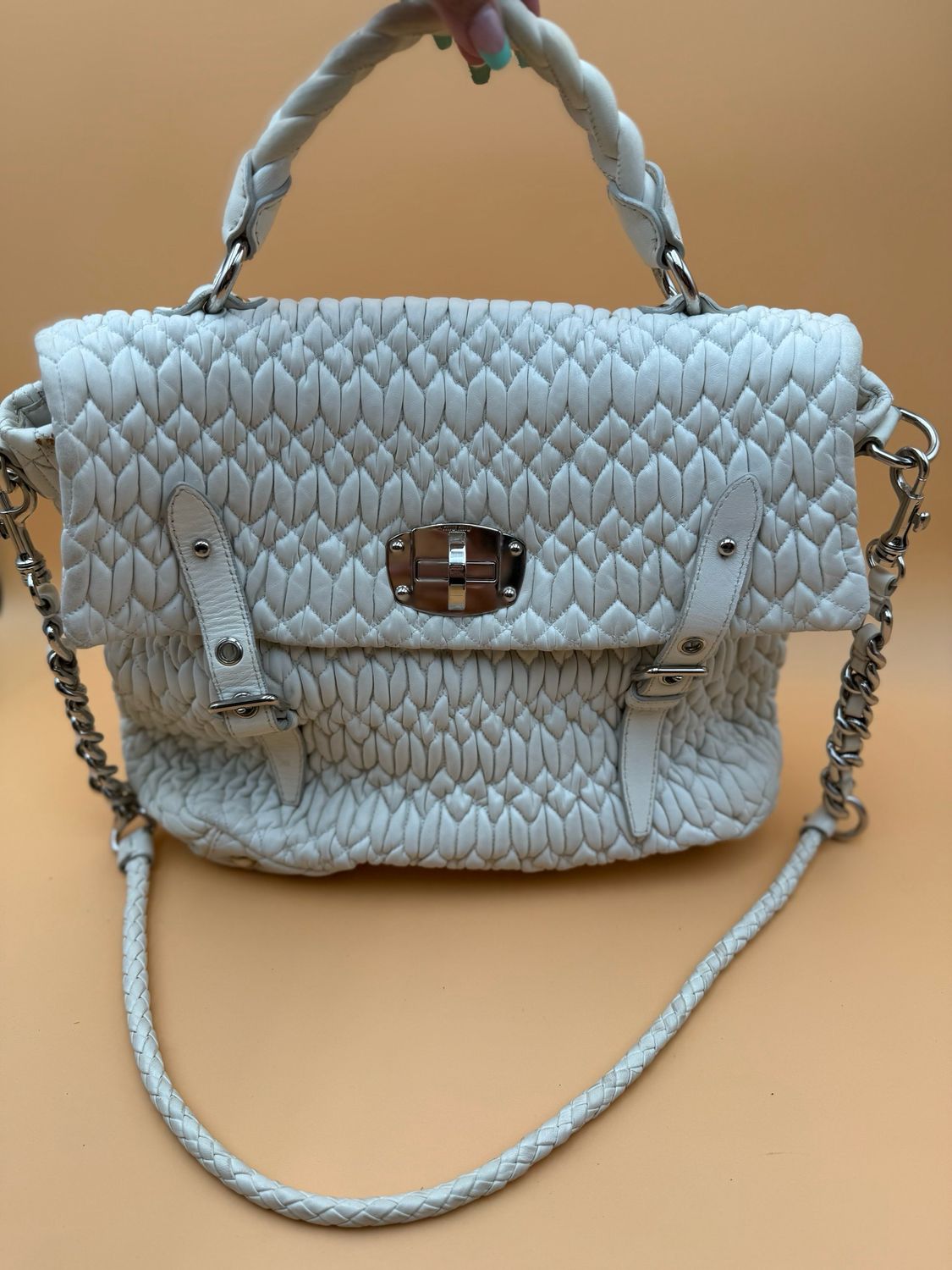 Miumiu Nappa Leather Cloquet Tote Shoulder Crossbody Flap
