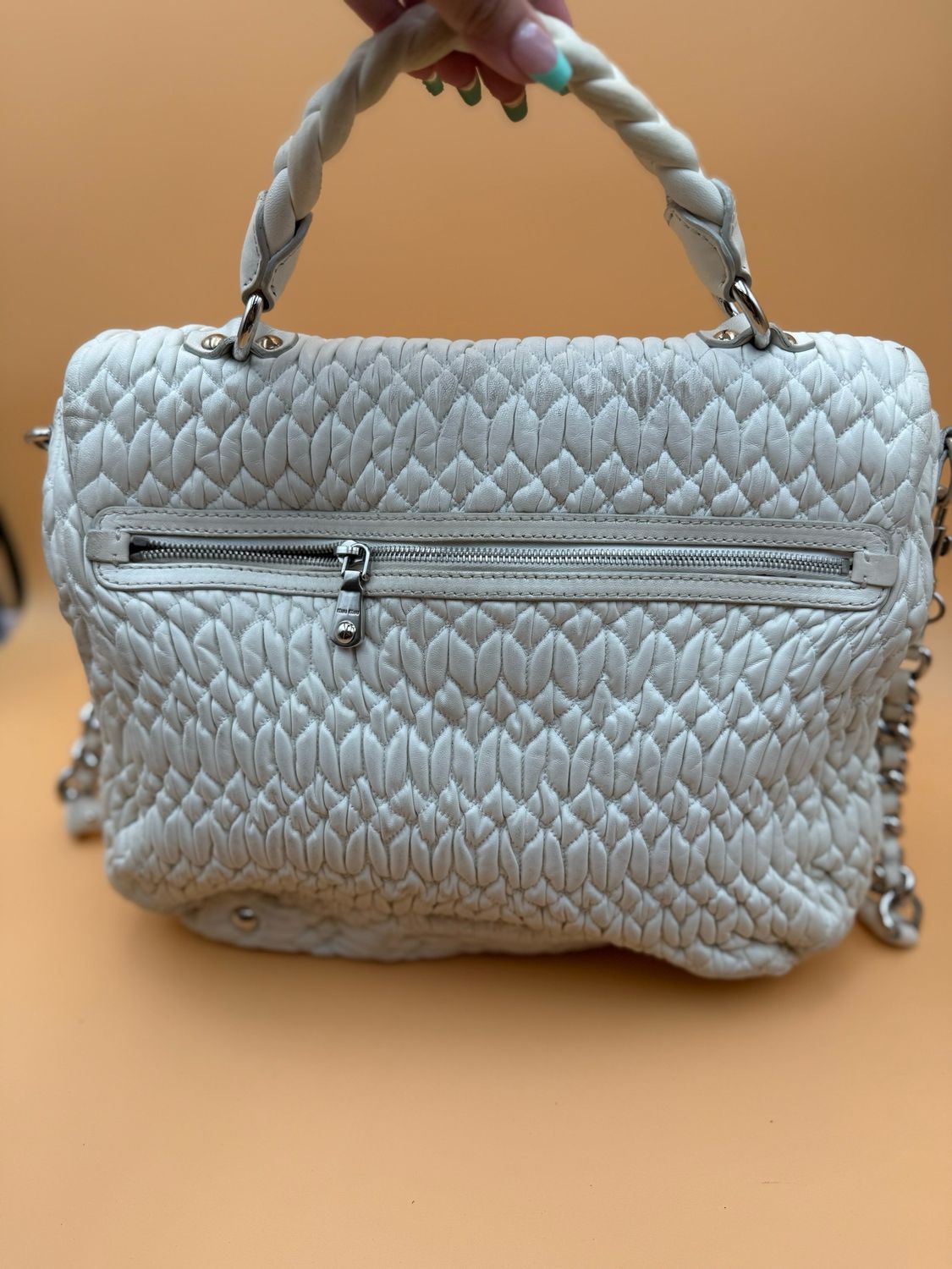 Miumiu Nappa Leather Cloquet Tote Shoulder Crossbody Flap