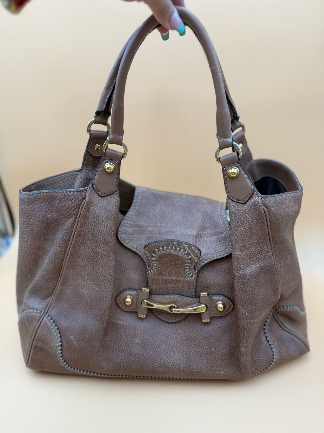 Gucci Leather Pelham Tote Brown Shoulder Bag