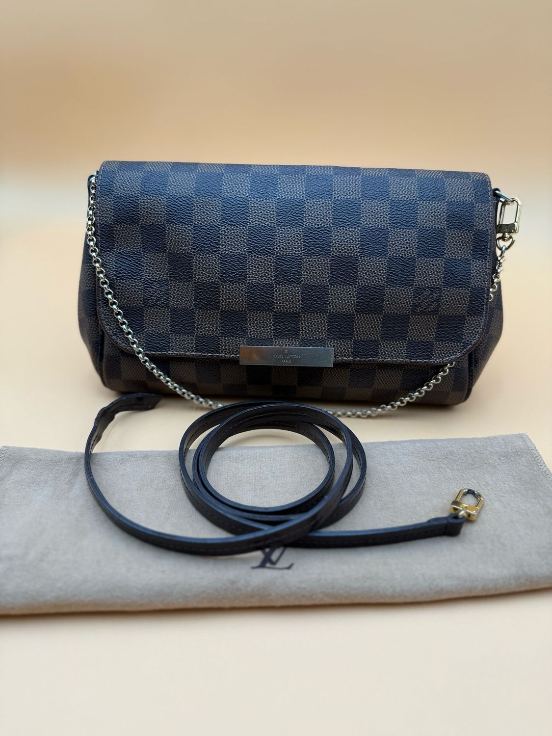 Louis Vuitton Damier Ebene Favorite Mm Crossbody Messenger Flap 