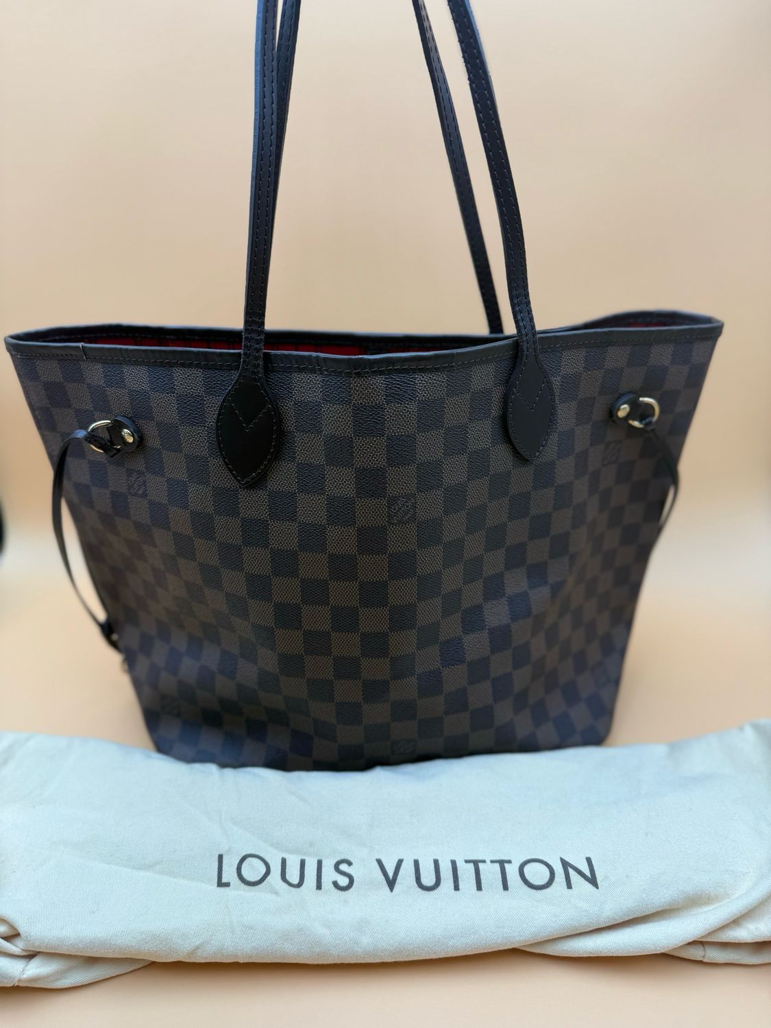 Louis Vuitton Neverfull Mm Damier Ebene Tote Shoulder Bag