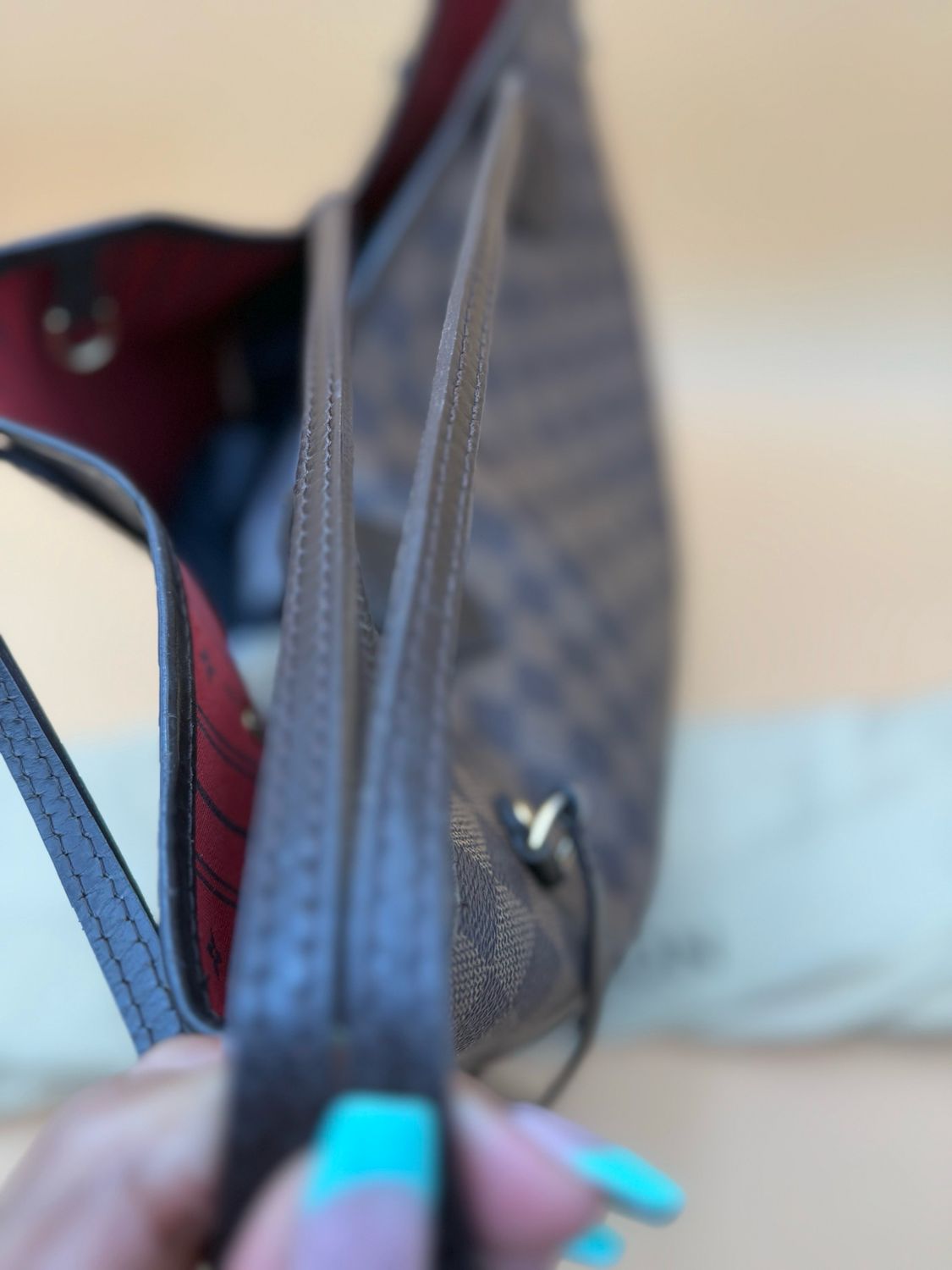 Louis Vuitton Neverfull Mm Damier Ebene Tote Shoulder Bag