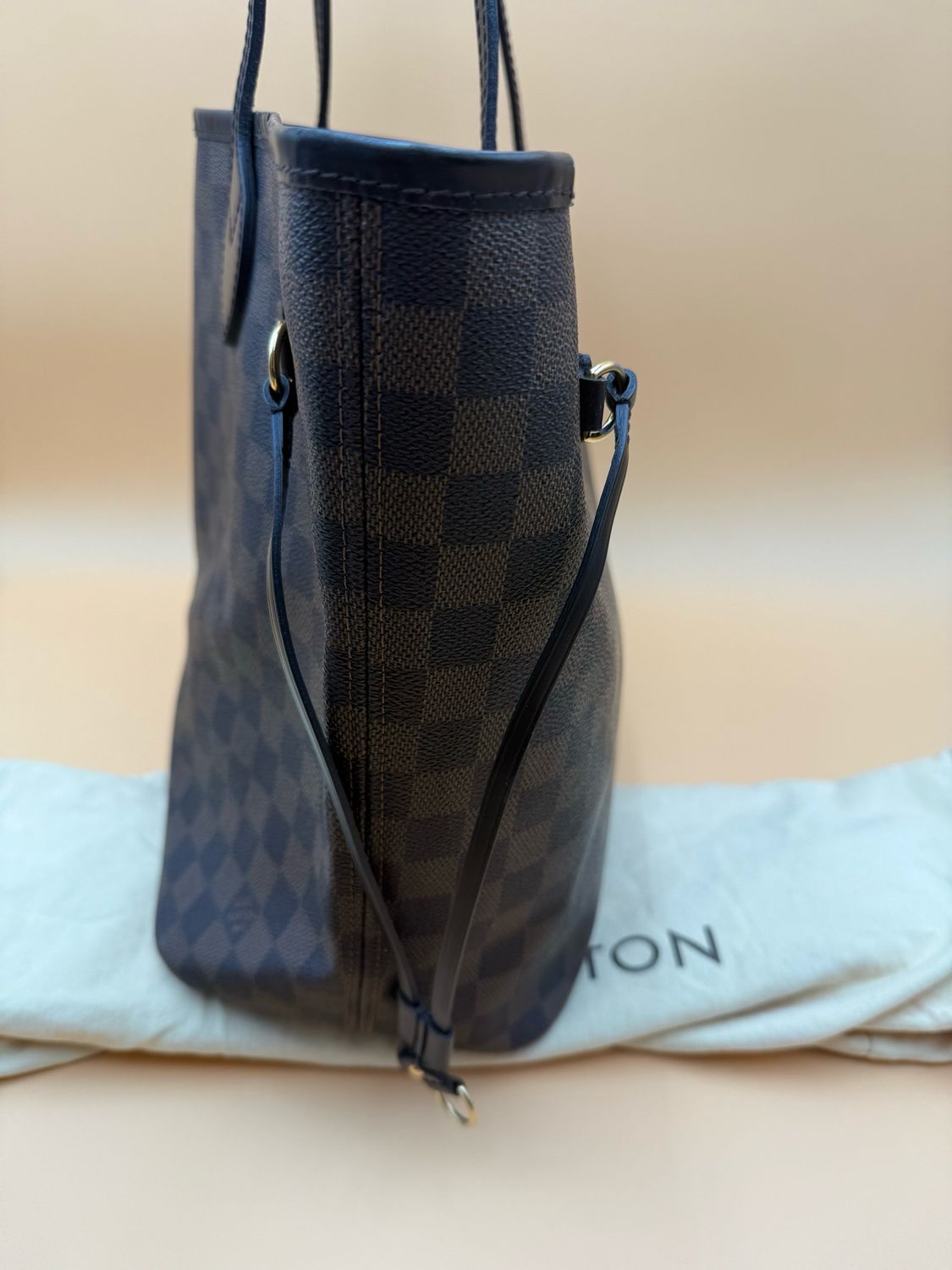Louis Vuitton Neverfull Mm Damier Ebene Tote Shoulder Bag