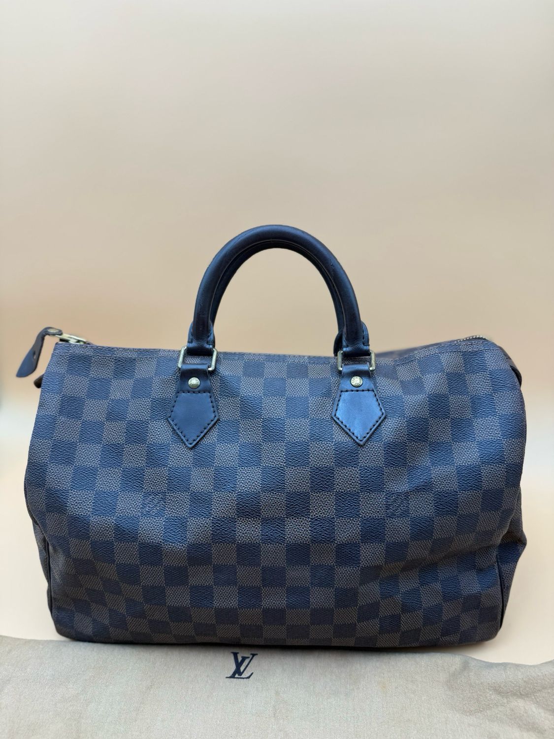 Louis Vuitton Speedy 35 Damier Ebene Satchel Top Handle