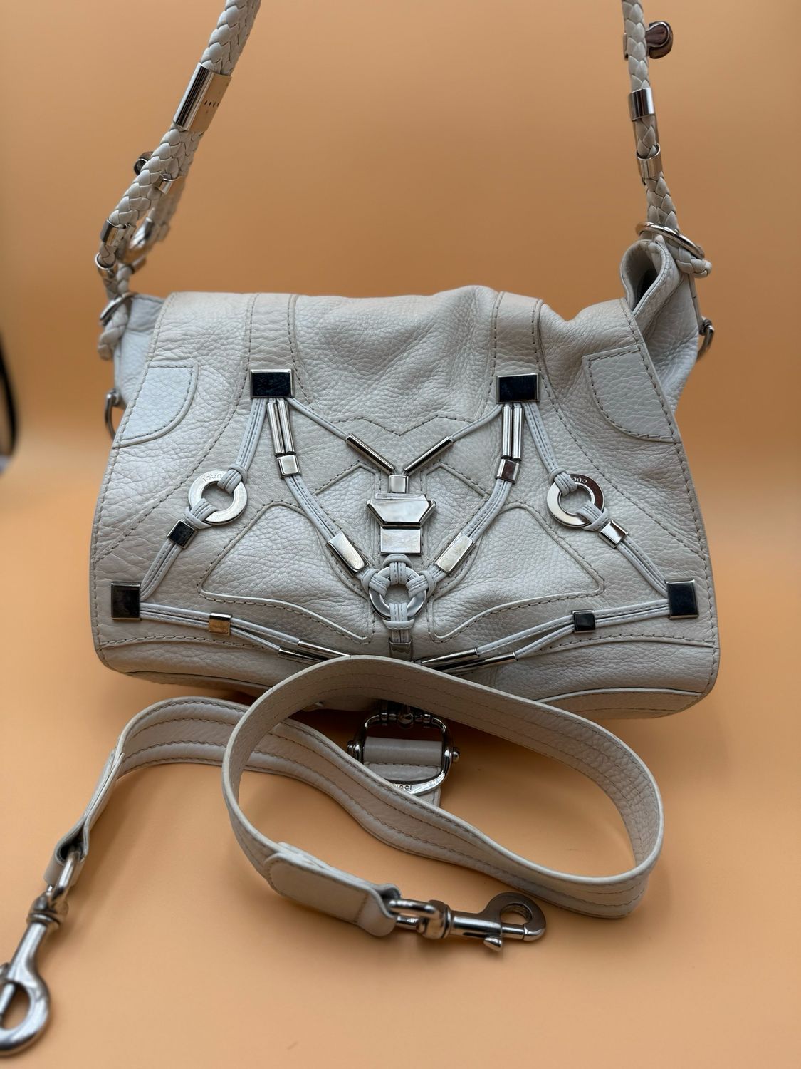 Gucci Techno Horsebit Shoulder Hobo Leather 