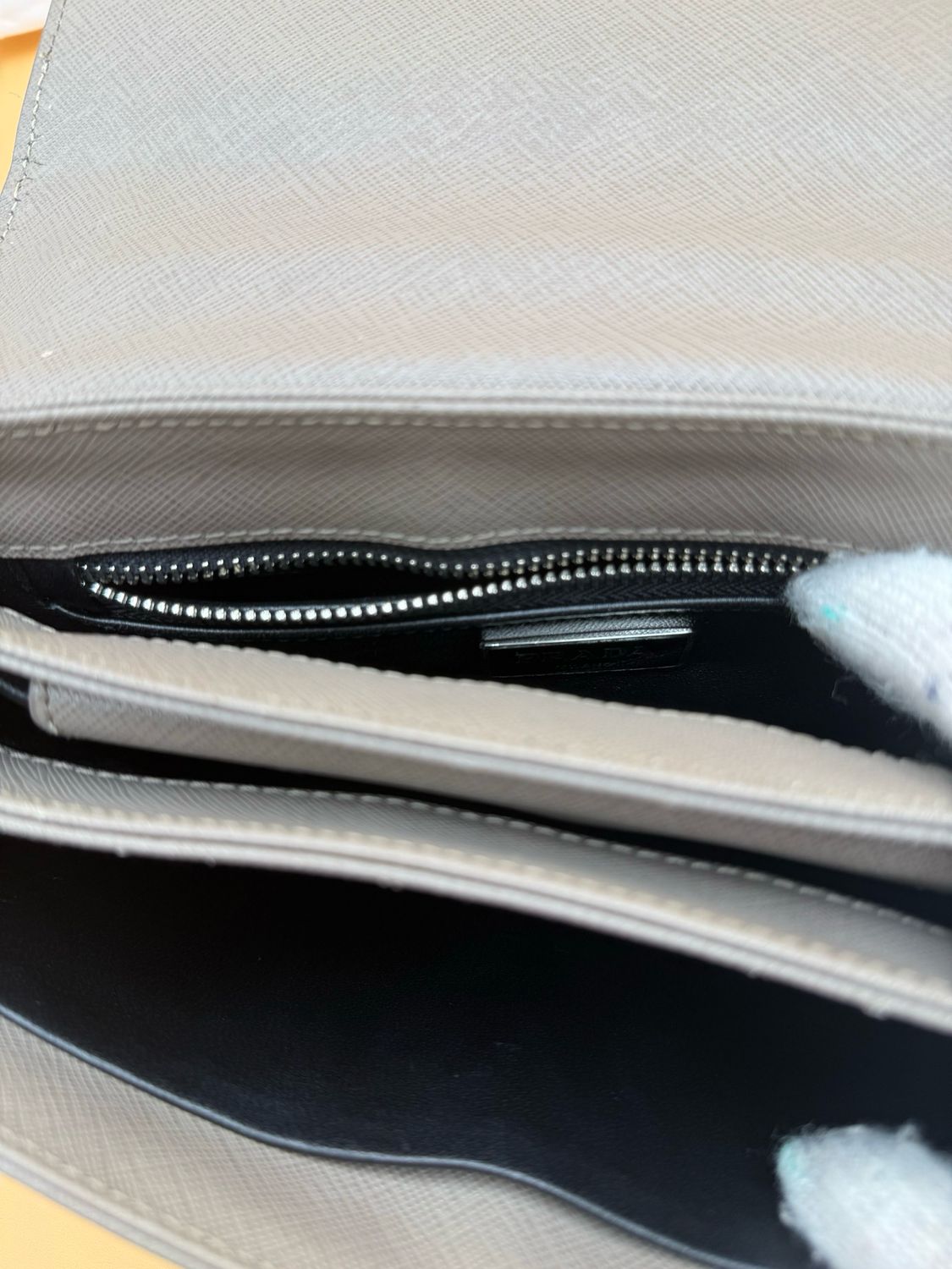Prada Saffiano Lux Lock Chain Flap Grey Crossbody Messenger