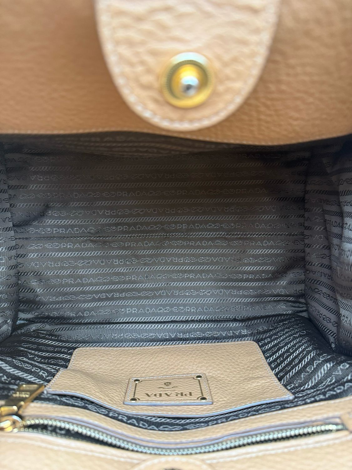 Prada Vitello Daino Pebbled Leather Shopper Tote Messenger Sling