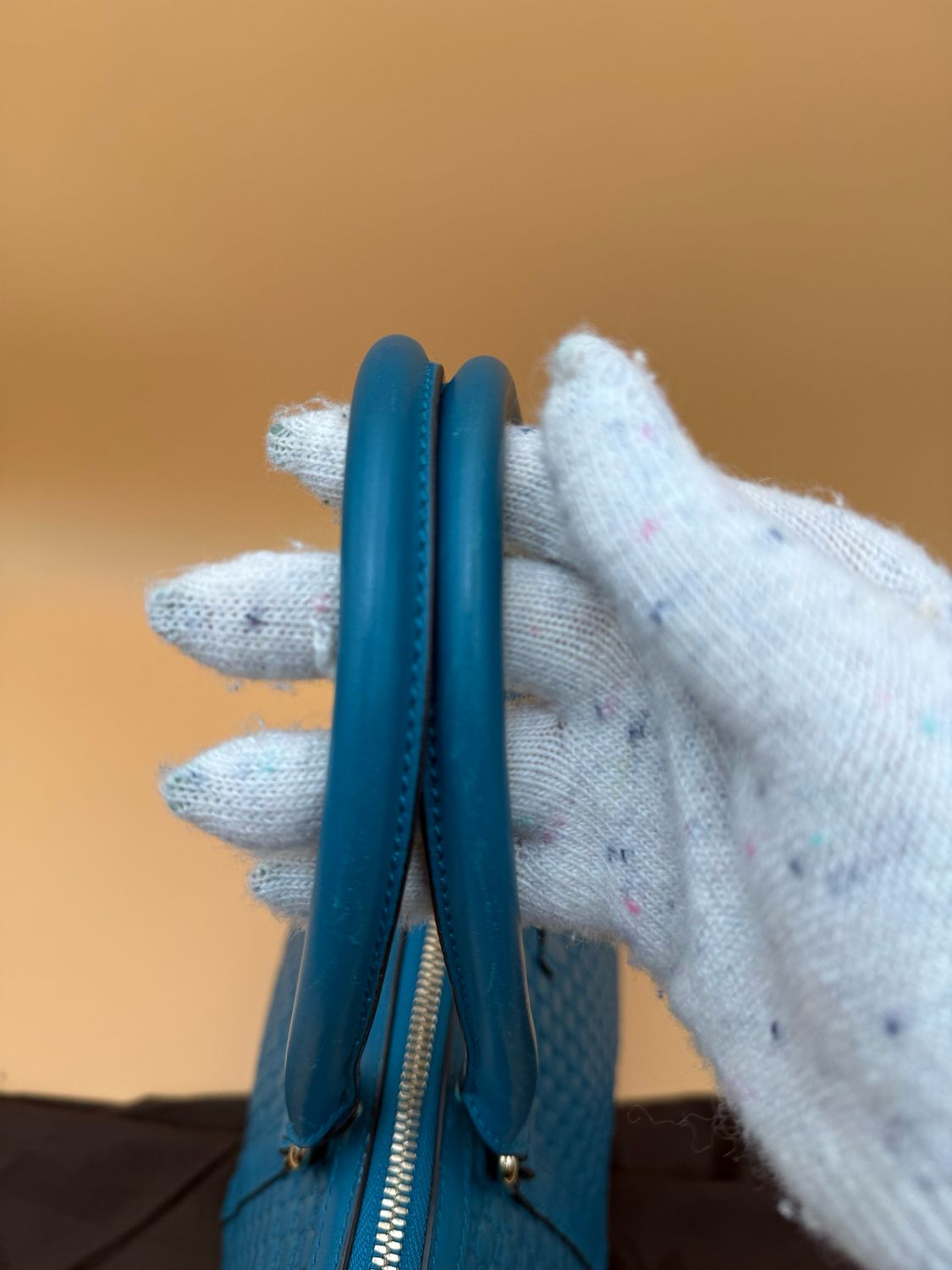 Gucci Mico Monogram Teal Zippered Leather Messenger Crossbody Tote