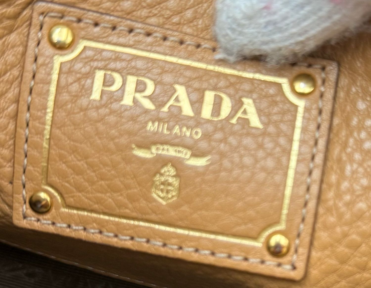 Prada Vitello Daino Pebbled Leather Shopper Tote Messenger Sling