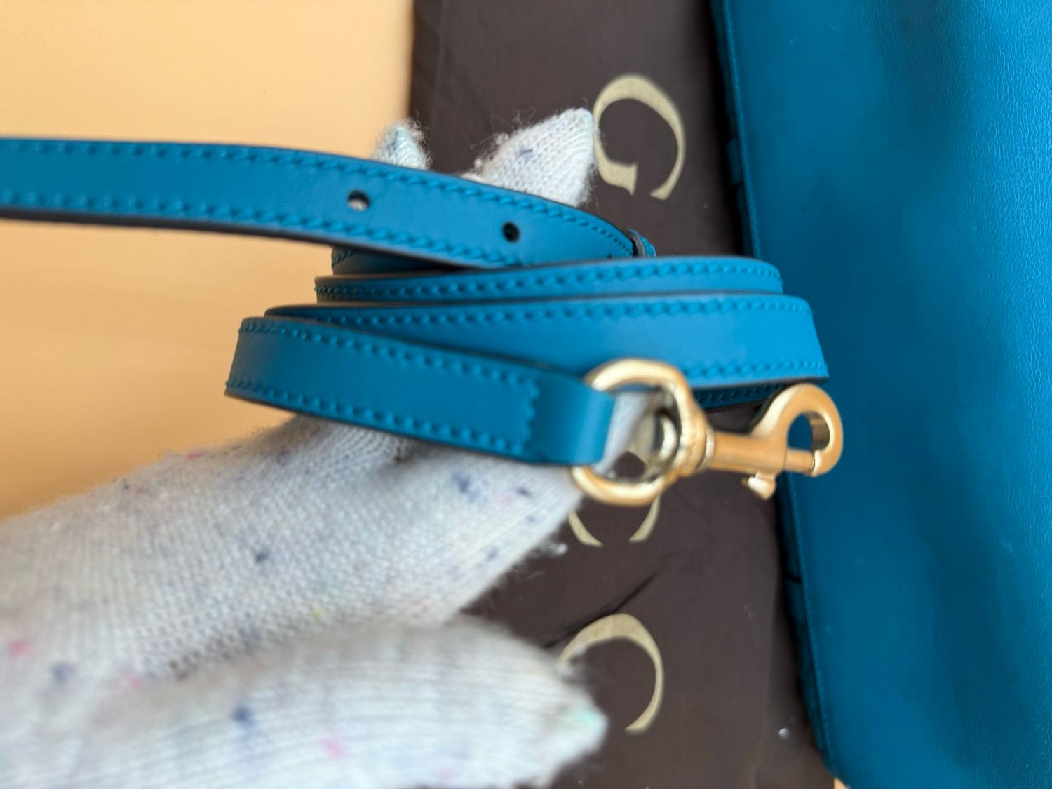 Gucci Mico Monogram Teal Zippered Leather Messenger Crossbody Tote