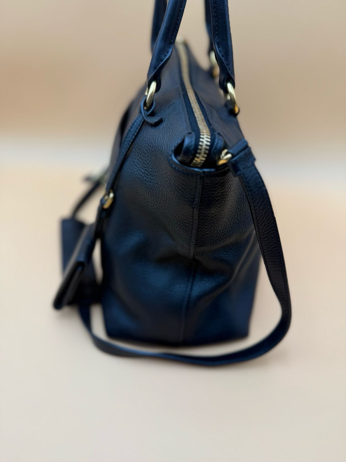 Prada Vitello Daino Pebbled Leather Shopper Tote Sling Messenger