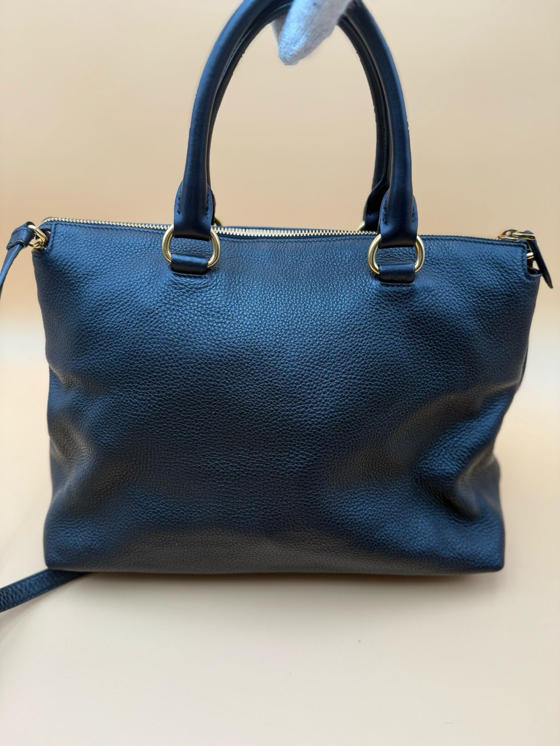 Prada Vitello Daino Pebbled Leather Shopper Tote Sling Messenger