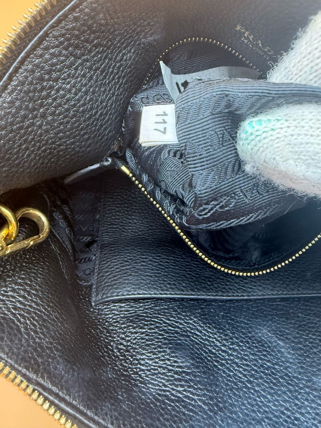 Prada Vitello Daino Pebbled Leather Shopper Tote Sling Messenger