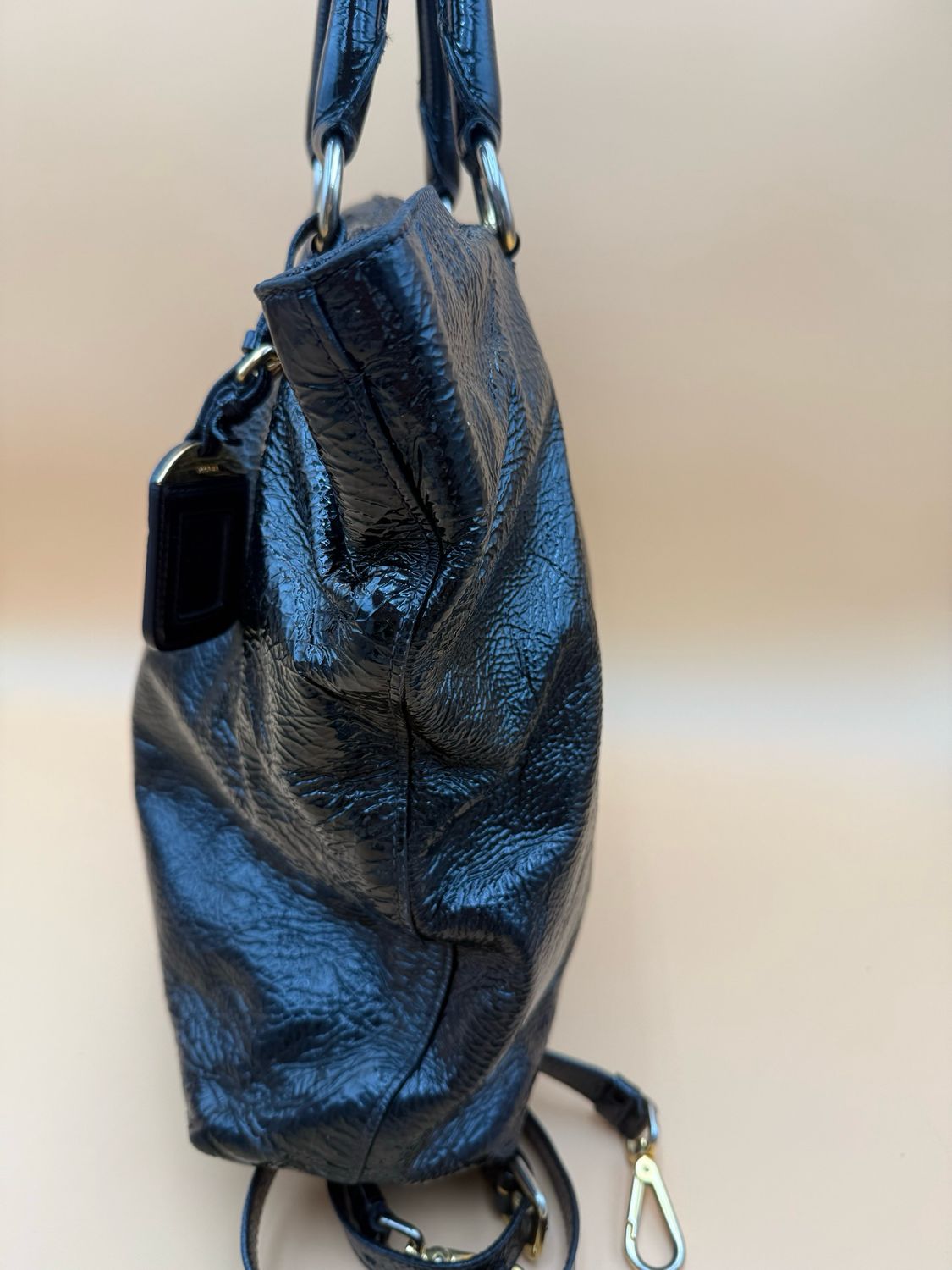 Prada Vitello Shine Leather Shopper Tote Sling Messenger