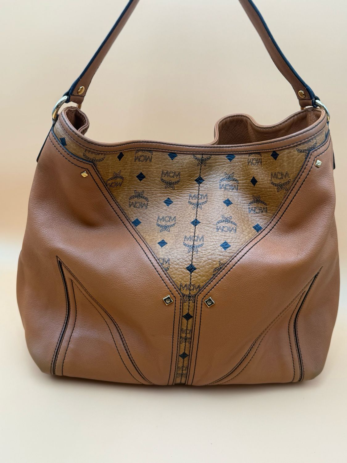 Mcm Visetos Large Hobo Shoulder Bag