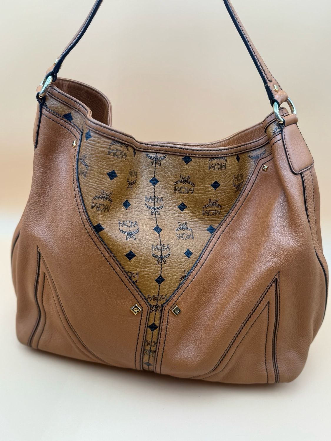Mcm Visetos Large Hobo Shoulder Bag