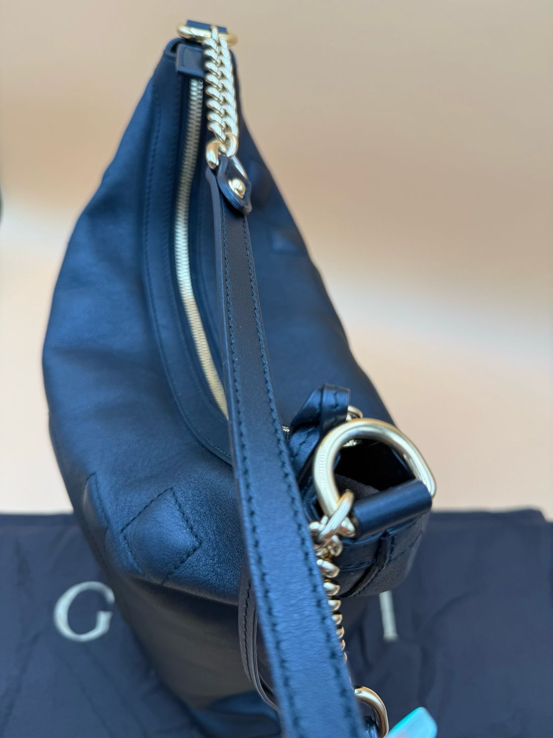 Gucci Leather Apollo Hobo Giant Logo GG Shoulder Bag