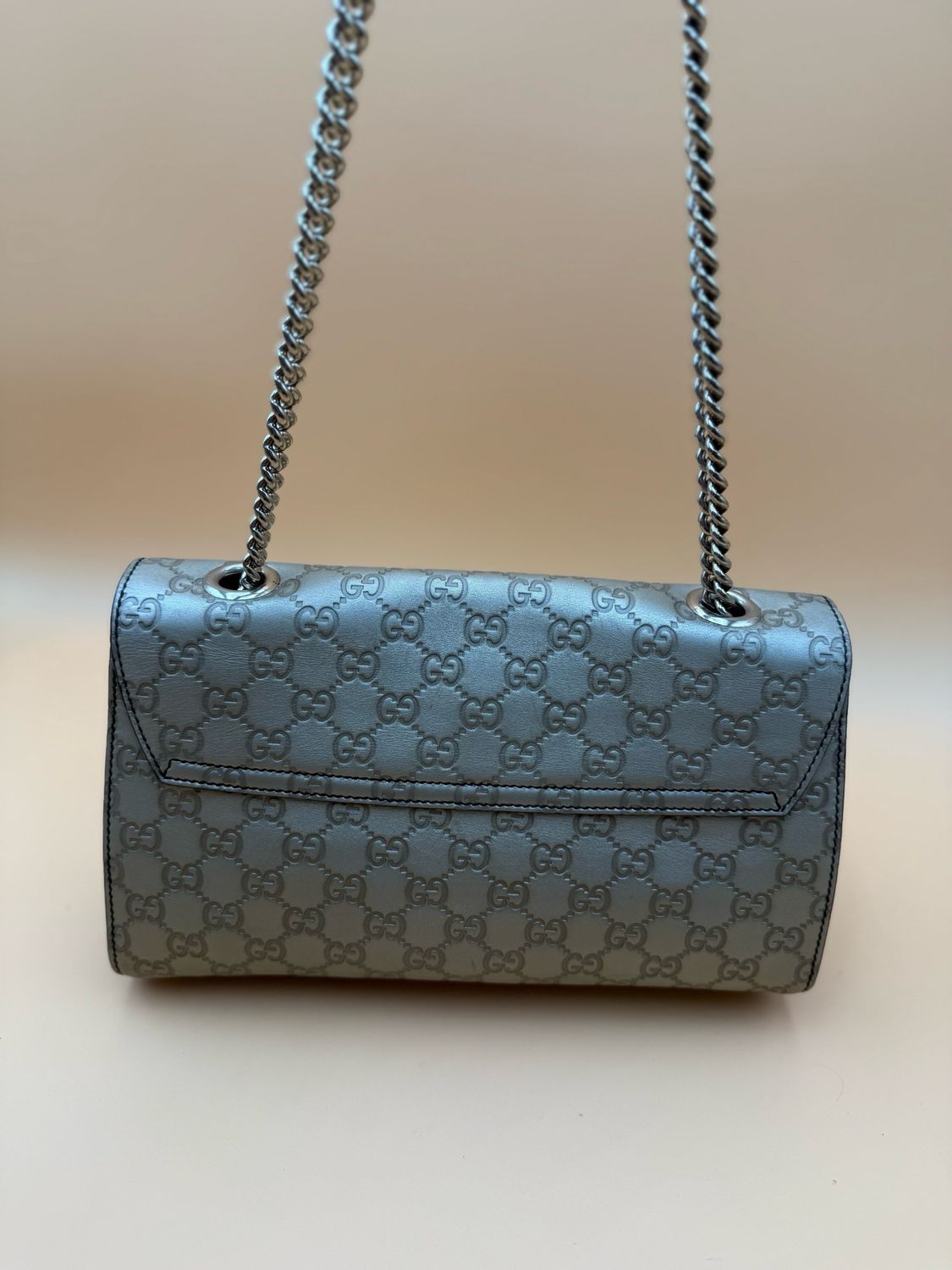 Gucci Monogram Leather Emily Metallic Medium Shoulder Bag