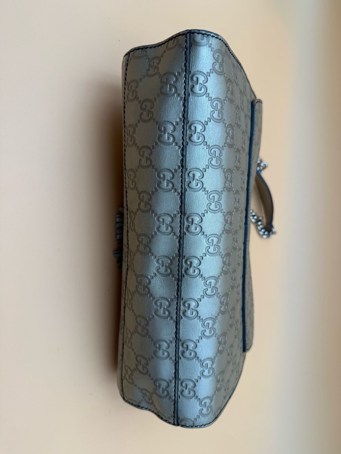 Gucci Monogram Leather Emily Metallic Medium Shoulder Bag
