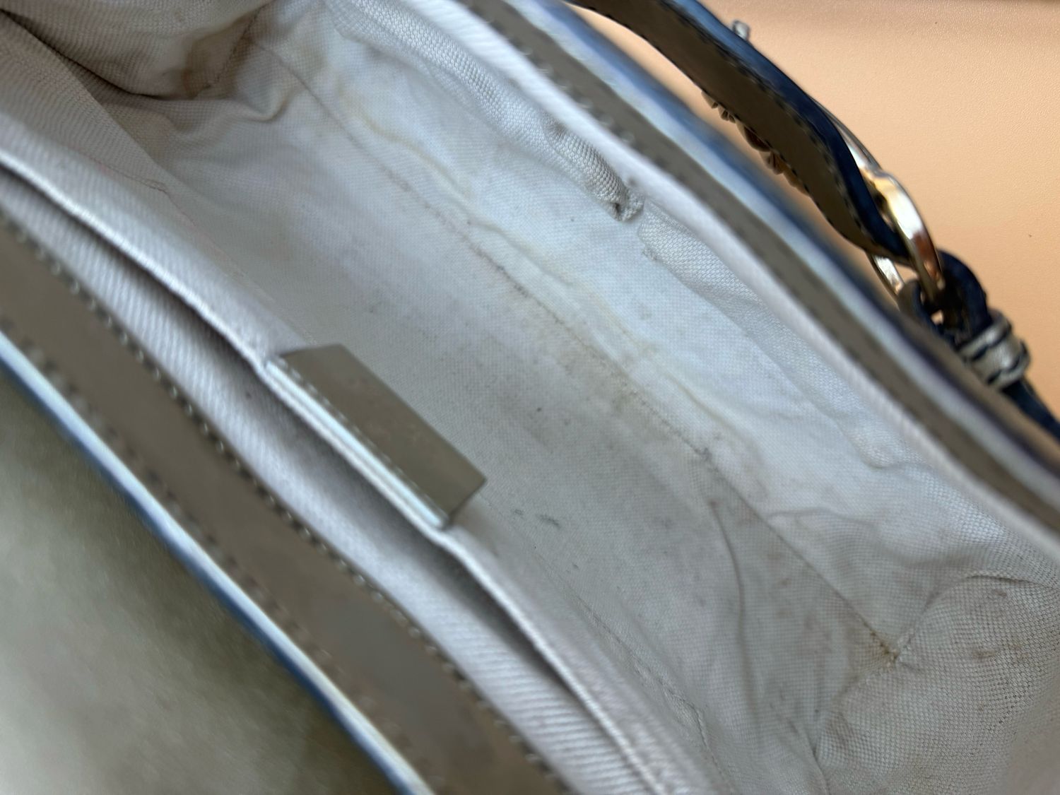 Gucci Monogram Leather Emily Metallic Medium Shoulder Bag