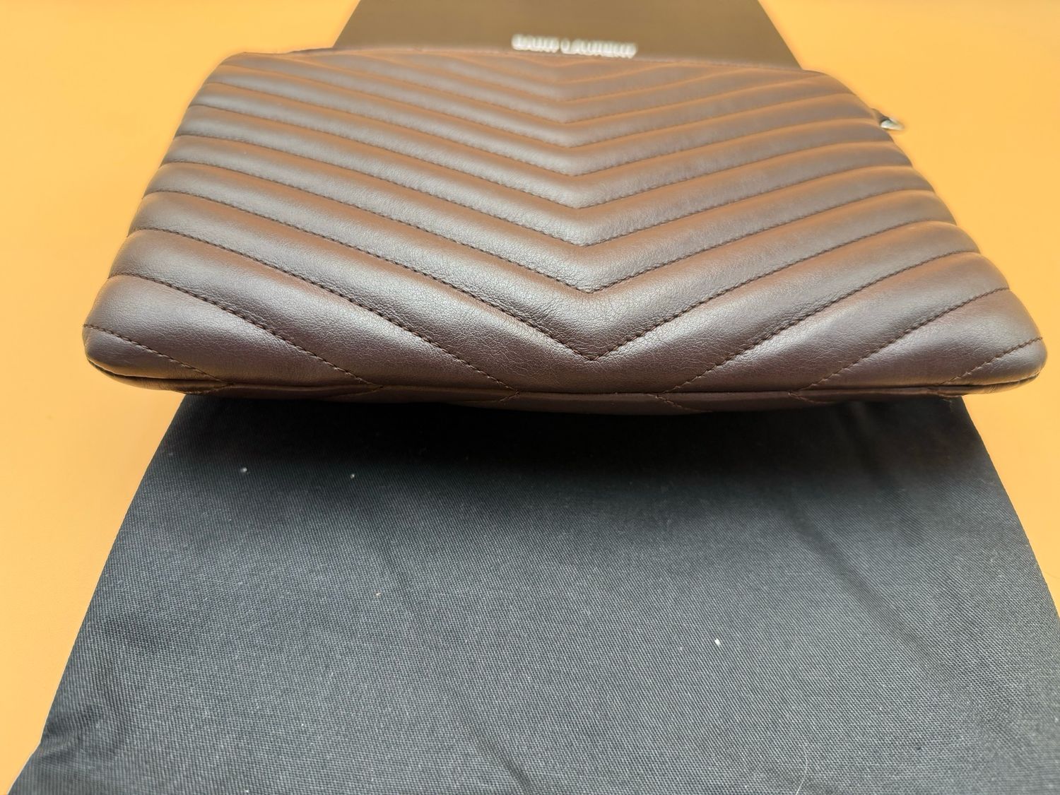 Yves Saint Laurent Matelasse Chevron Clutch Zipper Pouch