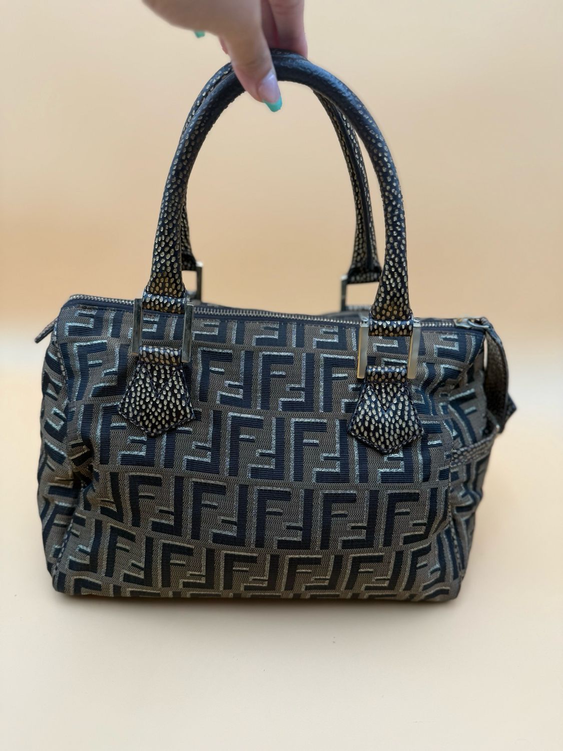 Fendi Zucca Boston Bowler Bag