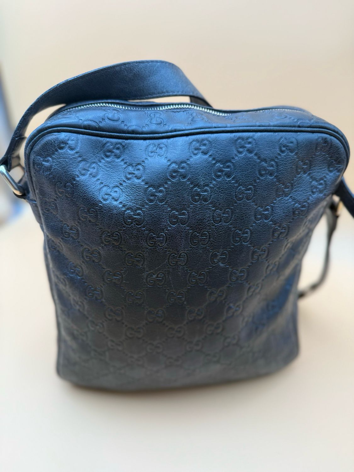 Gucci Monogram Leather Messenger Crossbody