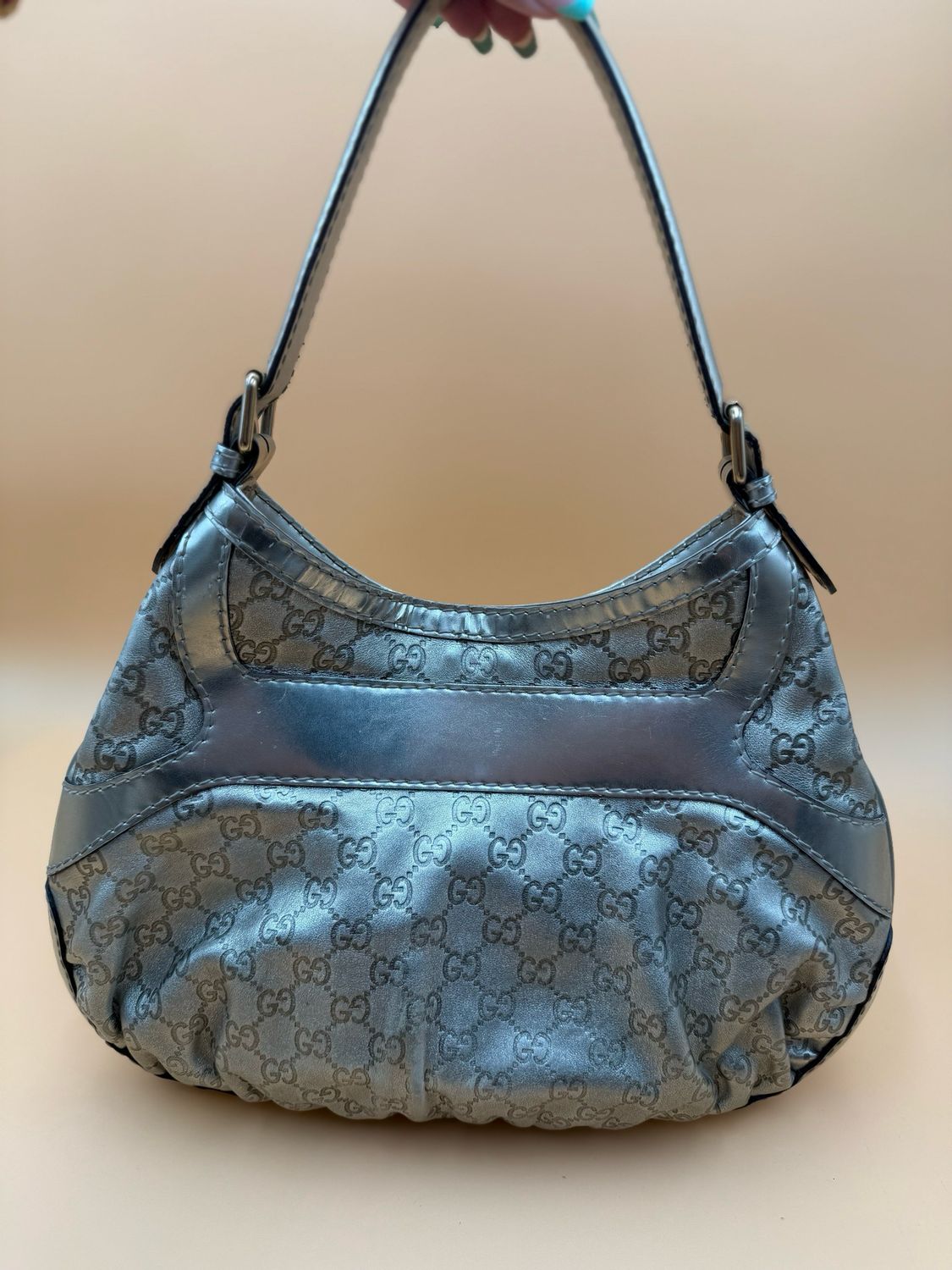 Gucci Dialux Hobo Guccissima Metallic Bow Shoulder Bag