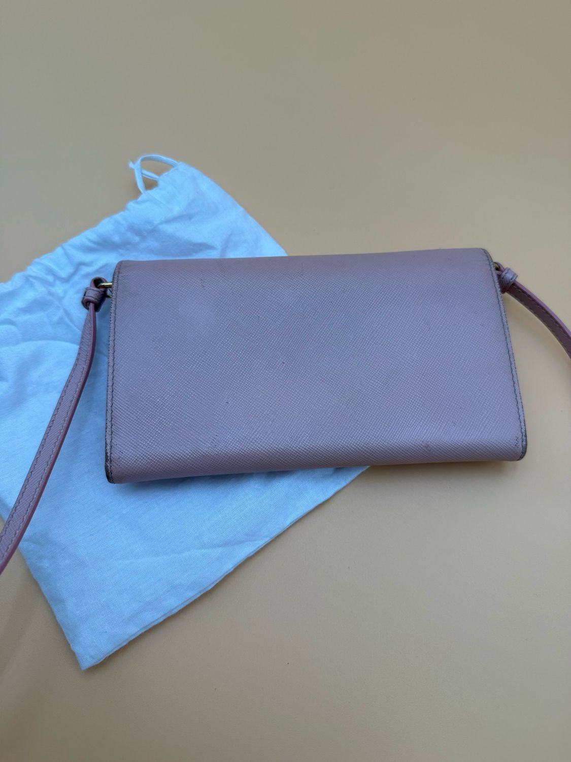 Prada Saffiano Metal Bar Wallet on Chain Crossbody