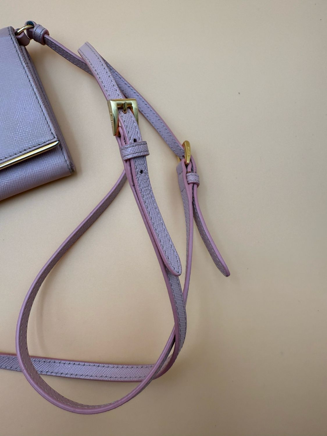 Prada Saffiano Metal Bar Wallet on Chain Crossbody