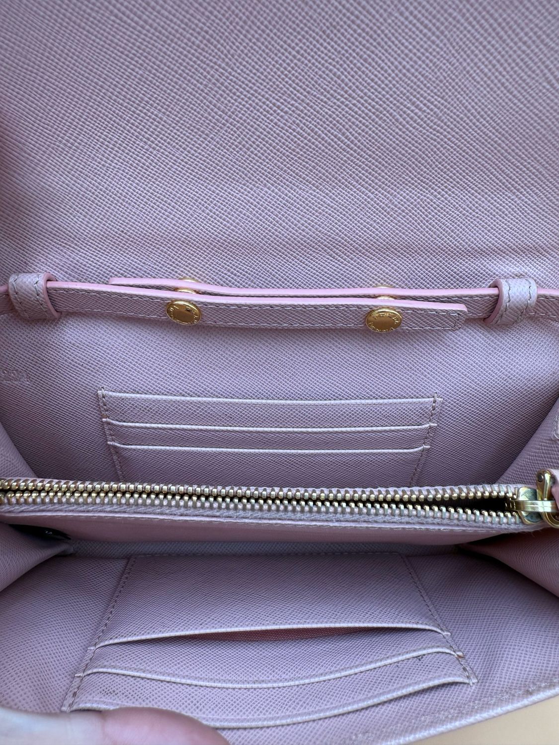 Prada Saffiano Metal Bar Wallet on Chain Crossbody