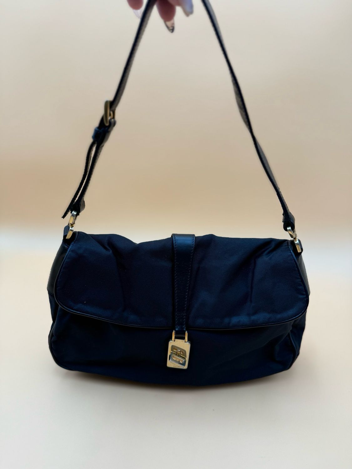 Prada Hobo Shoulder Nylon Tessuto Black Triangle Logo