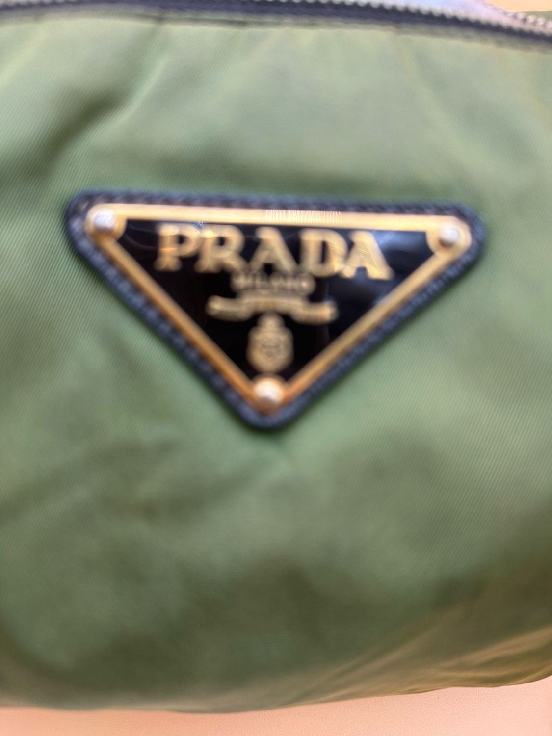 Prada Nylon Tessuto Hobo Crescent Olive Green Shoulder