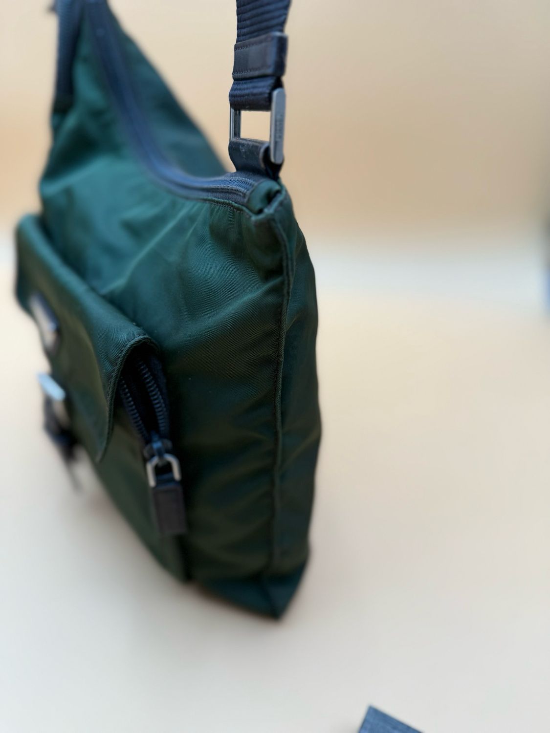 Prada Nylon Vela Messenger Crossbody Green 