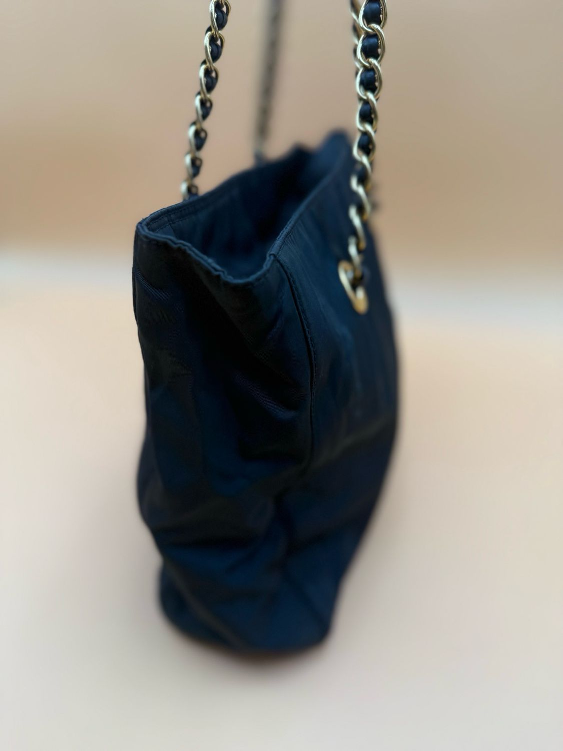 Prada Catena Tessuto Nylon Long Chain Tote Shoulder Bag