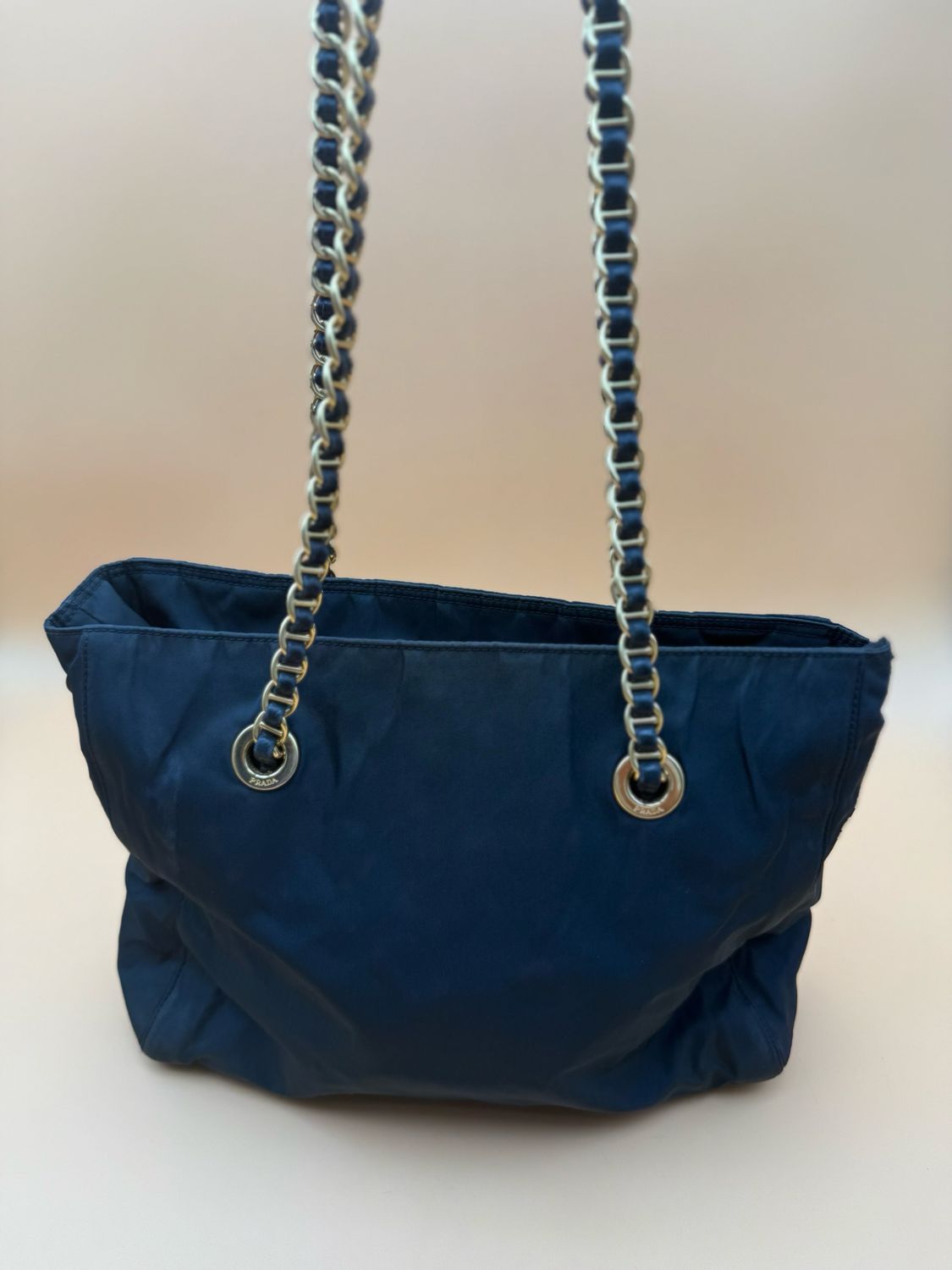 Prada Catena Tessuto Nylon Long Chain Tote Shoulder Bag