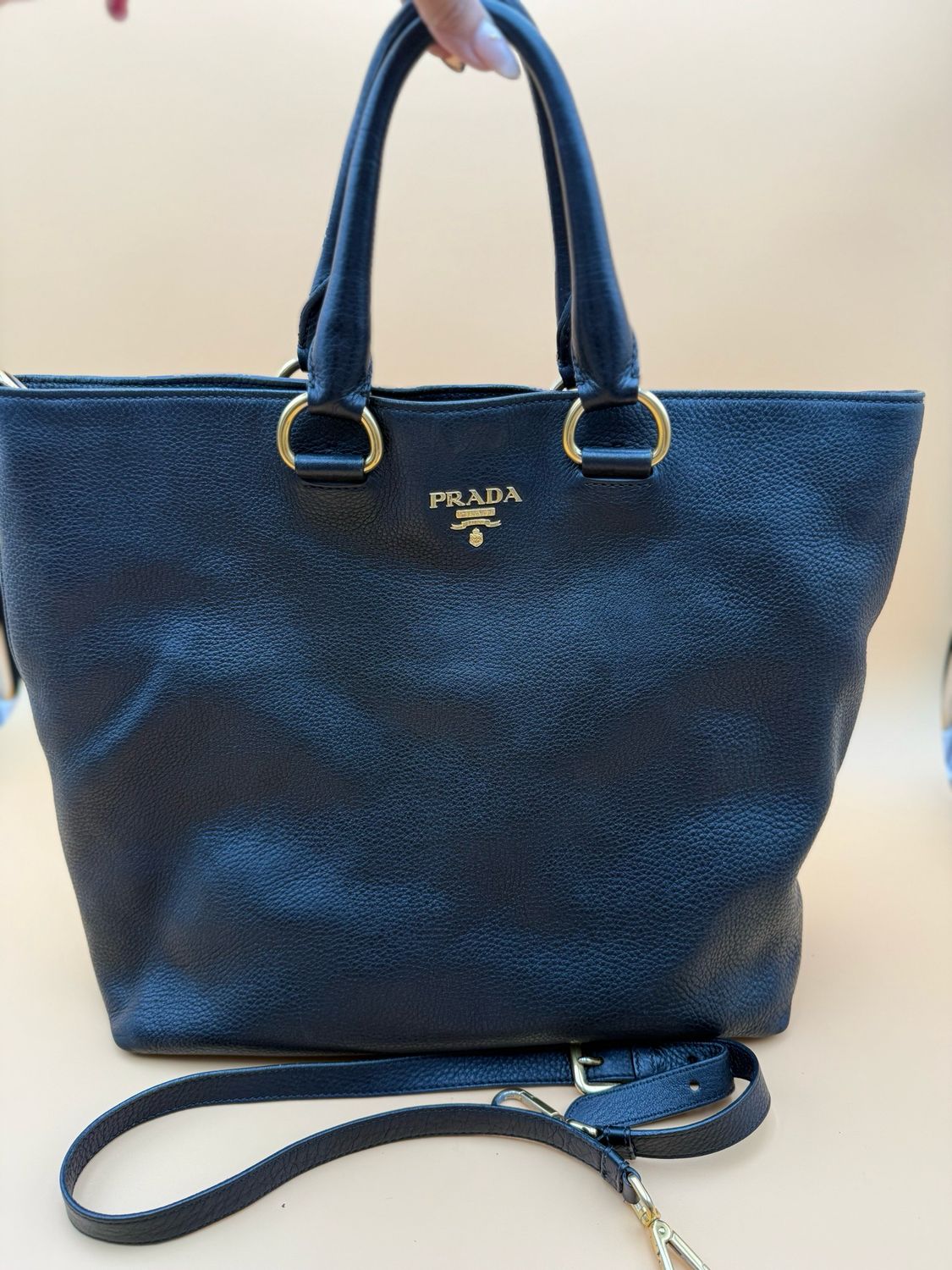 Prada Vitello Daino Shopper Tote Convertible Crossbody