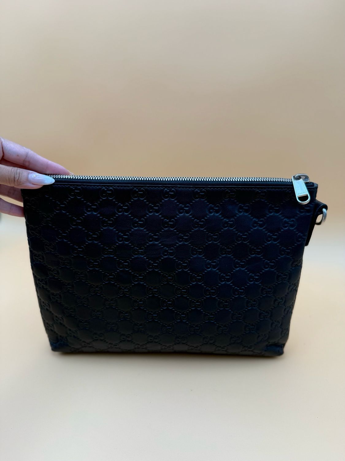 Gucci Monogram Leather Guccissima Clutch Bag