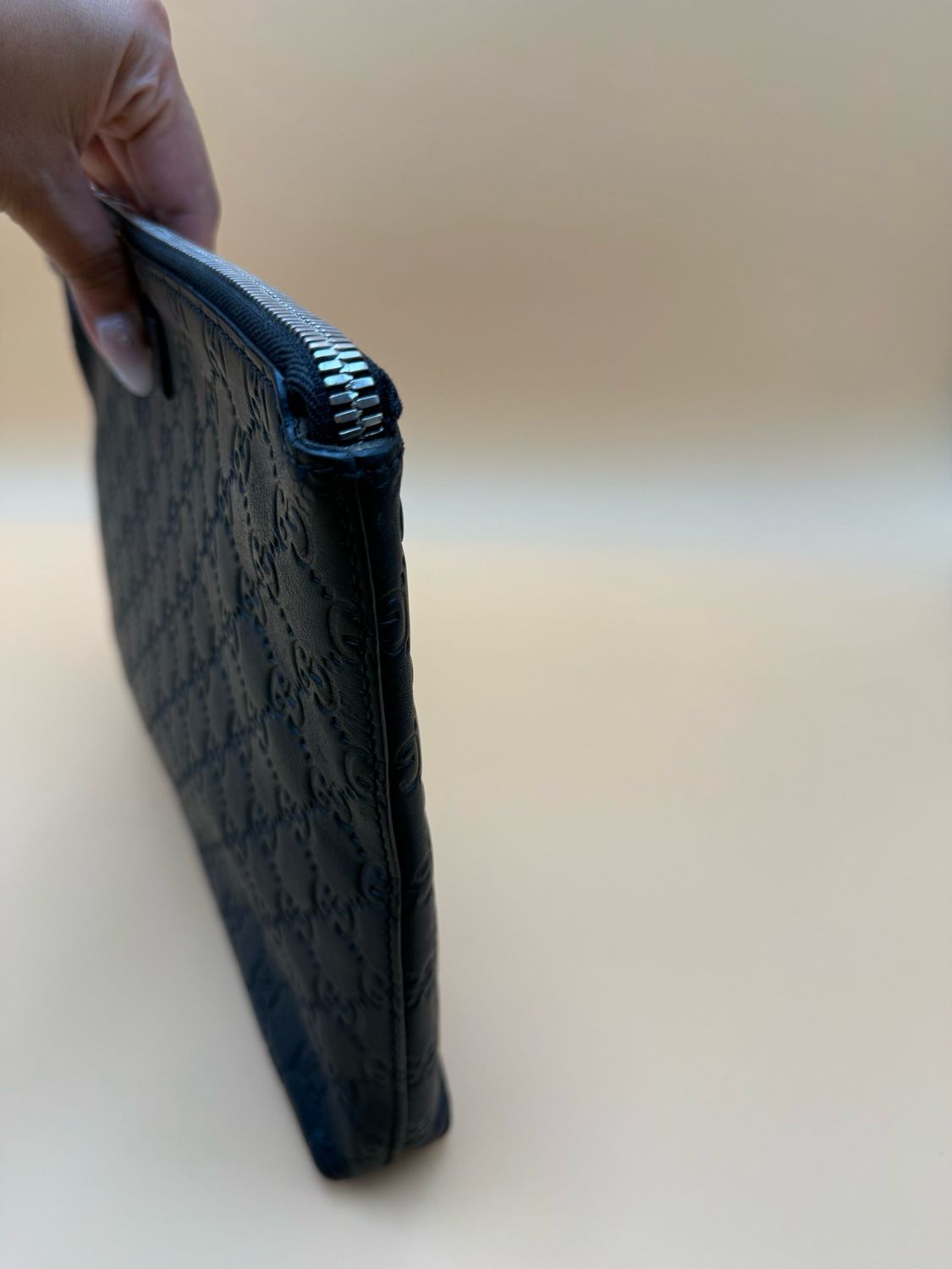 Gucci Monogram Leather Guccissima Clutch Bag
