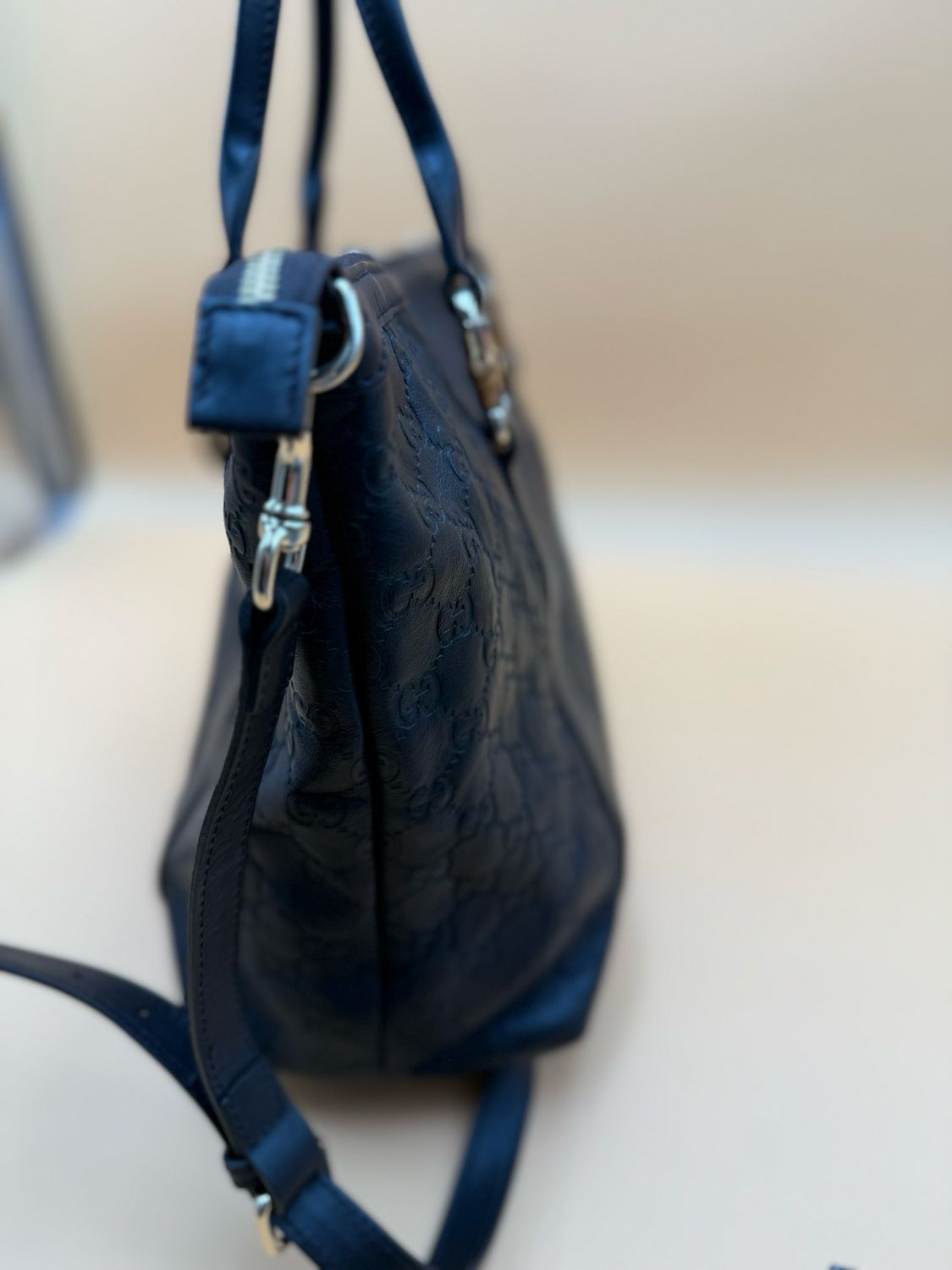 Gucci Bamboo Leather Guccissima Crossbody Messenger Sling