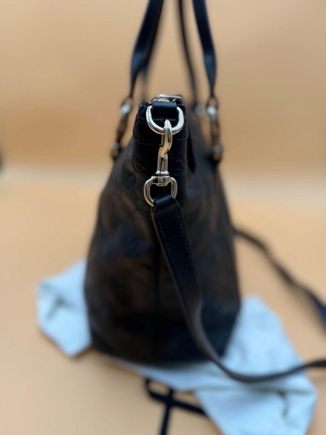 Gucci Bamboo Leather Guccissima Crossbody Messenger Sling