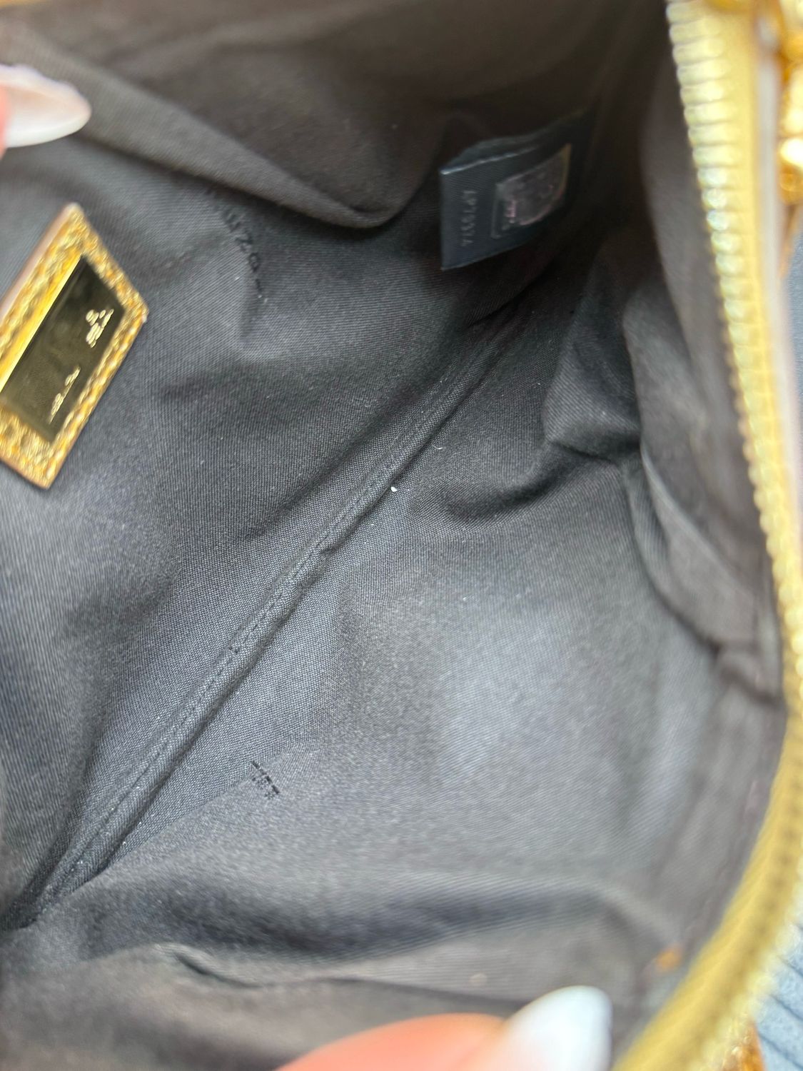 Fendi Pebbled Leather Gold Mini Shoulder