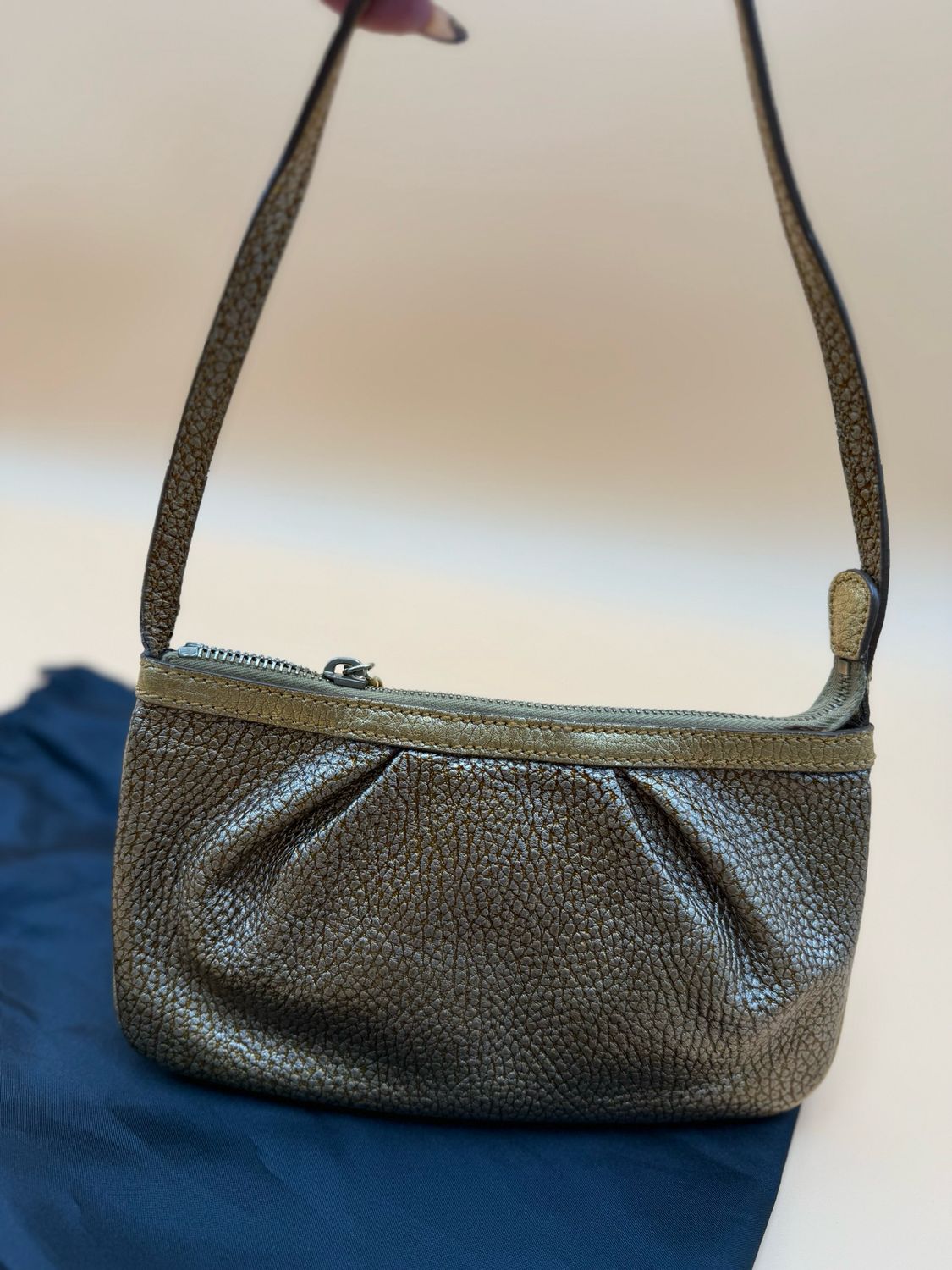 Fendi Pebbled Leather Gold Mini Shoulder